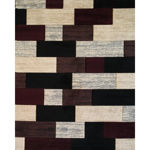 Infinity Home Melody Wine Stepping Stones Bricks Rug