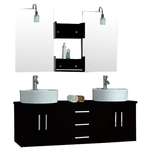 Cambridge Plumbing Hematite 59 Wall Mount Double Bathroom Vanity Set