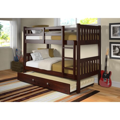 Donco Kids Twin Over Twin Bunk Bed with Twin Trundle Bed