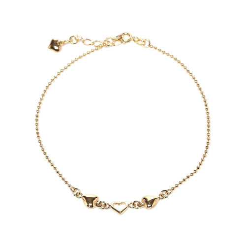 Sterling Essentials 14k Gold over Silver Dangling Heart Anklet