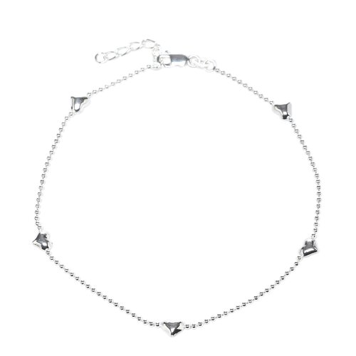 Sterling Essentials Sterling Silver Five Heart Station Anklet