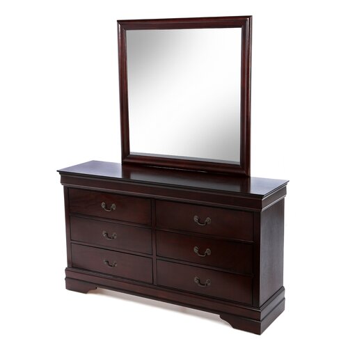 Castleton Home Louis Philippe 6 Drawer Dresser and Mirror