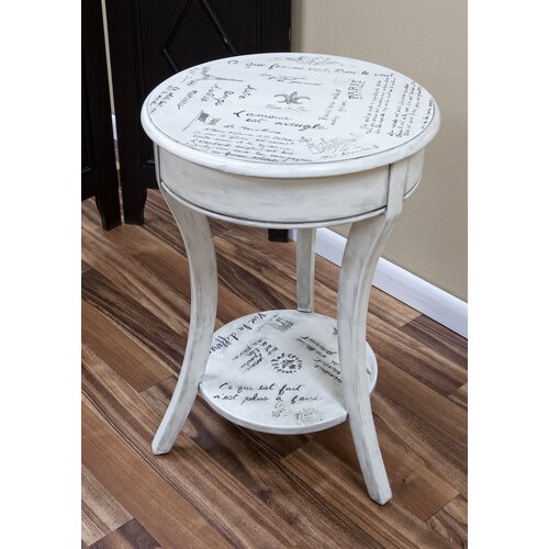 Carolina Cottage Vintage Parisian Script End Table