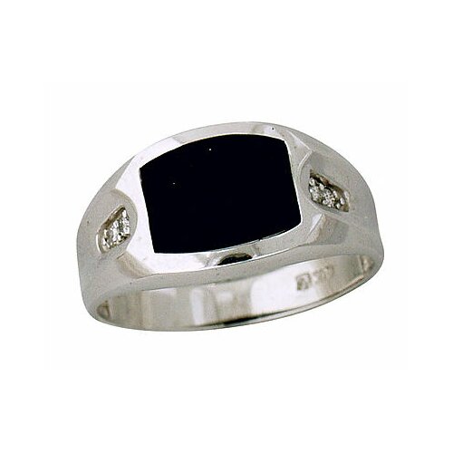 Szul Mens 10K White Gold Radiant Cut Onyx Ring