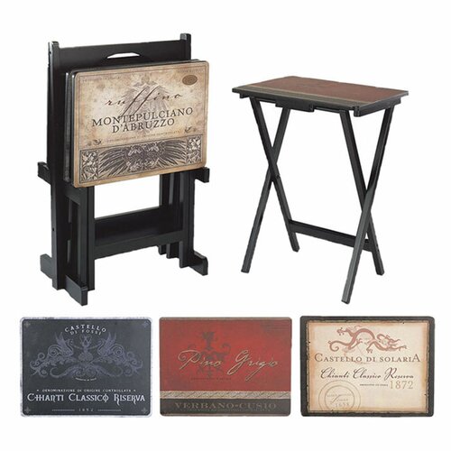 Cape Craftsmen Wines of the World Tuscan Wine TV Tray Set with Stand