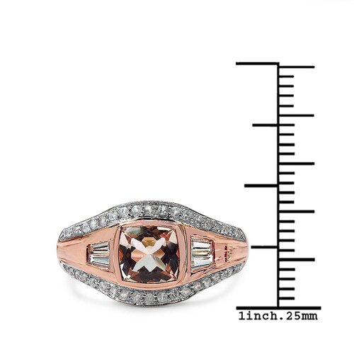 JewelzDirect 10K Rose Gold Asscher Cut Morganite Ring