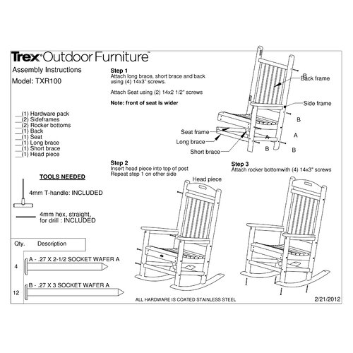 Trex Outdoor Trex Outdoor Yacht Club 3 Piece Rocker Set