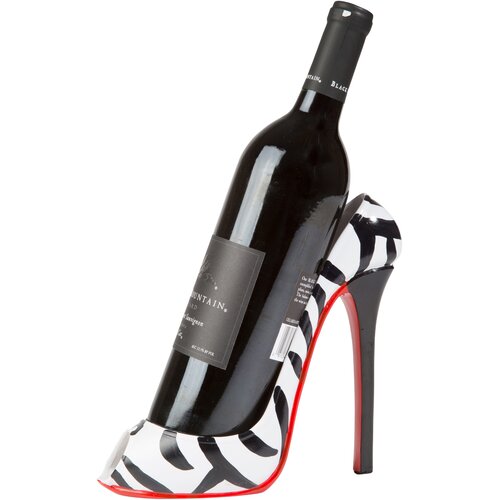 KitchInnovations Zebra Print High Heel Wine Bottle Holder