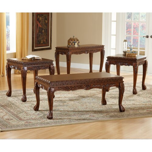 Bernards Carved 3 Piece Coffee Table Set