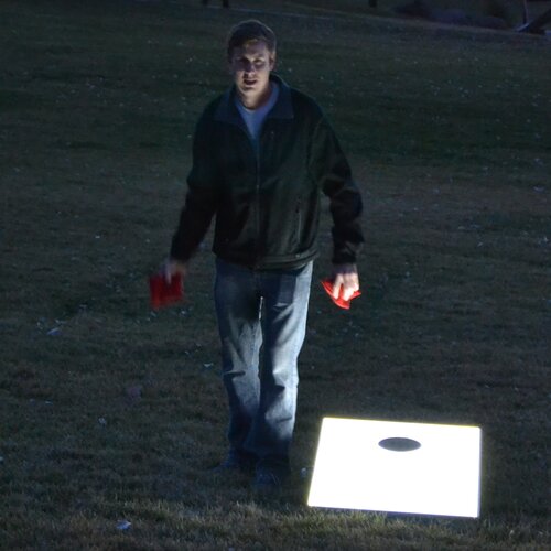 GoSports Premium Light Up LED Cornhole Bean Bag Toss Game Set