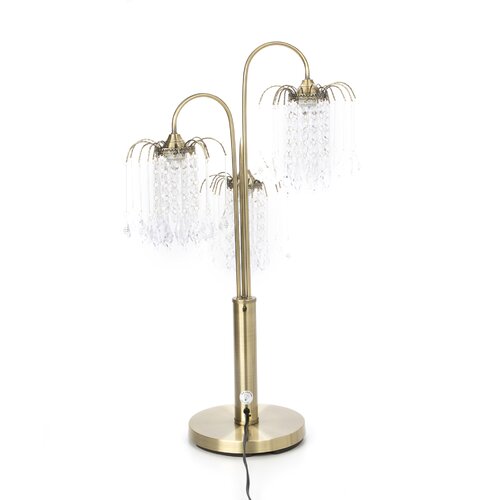 ORE Furniture Table Lamp with Crystal Like Shades in Antique Brass