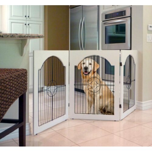 Majestic Pet Universal Free Standing Wood and Wire Pet Gate