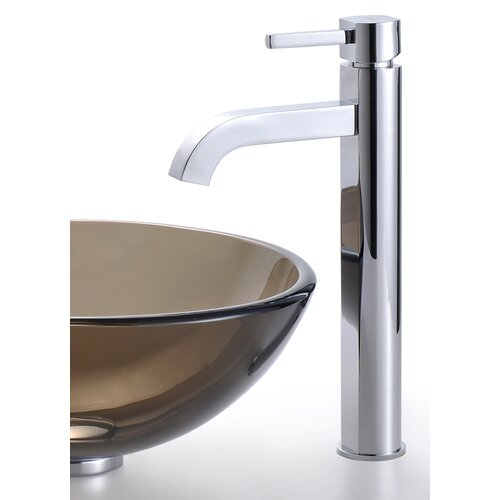 Clear Brown Glass Vessel Sink and Ramus Faucet   C GV 103 14 12mm 1007