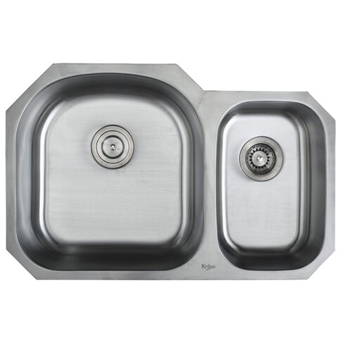 Kraus 31.5 x 20.5 6 Piece Undermount Double Bowl 16 Gauge Kitchen