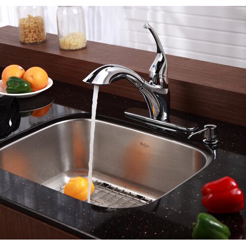 Kraus 23 x 17.75 4 Piece Single Bowl Kitchen Sink Set