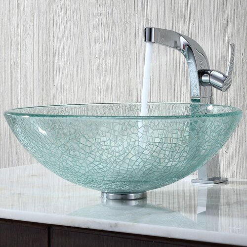 Bathroom Combos Broken Glass Vessel Bathroom Sink with Single Handle