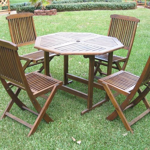 International Caravan Highland 5 Piece Acacia Patio Complete Dining