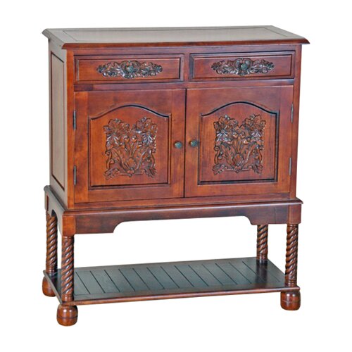 International Caravan Windsor Hand Carved Wood Hall Console Table