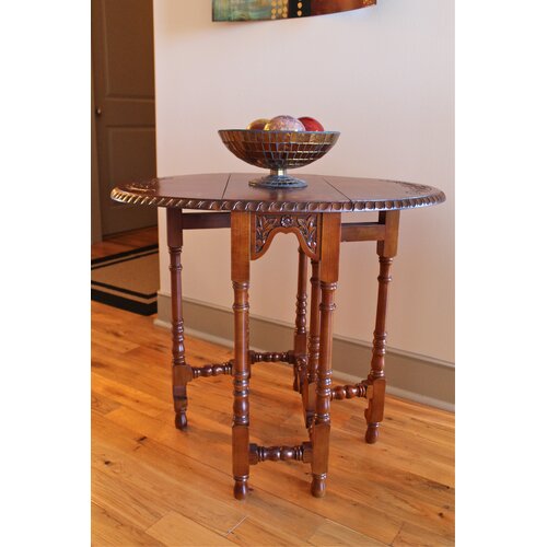 International Caravan Windsor Hand Carved Wood Foldout Console Table