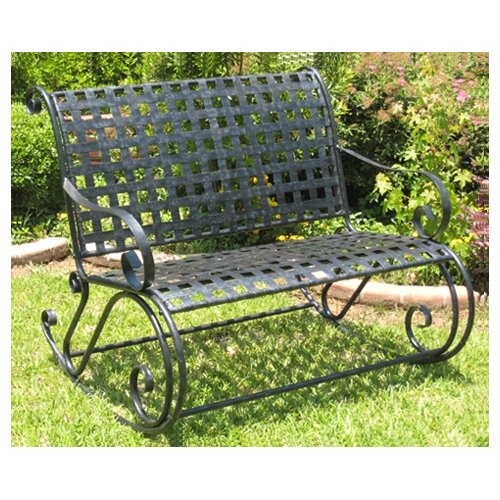 International Caravan Iron Patio Scroll Double Rocking Chair