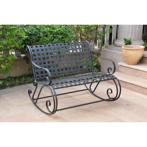 International Caravan Iron Patio Scroll Double Rocking Chair