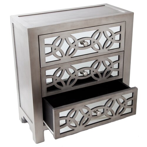 River of Goods Glam Slam 3 Drawer Mirror Chest