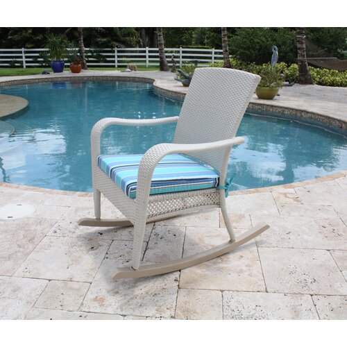 Hospitality Rattan Grenada Patio Rocking Chair in White Wash