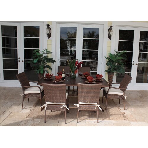 Hospitality Rattan Grenada Patio 7 Piece Slatted Dining Set