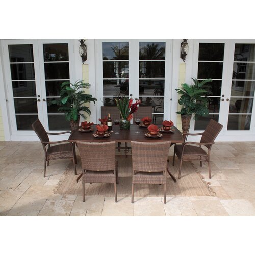 Hospitality Rattan Grenada Patio 7 Piece Slatted Dining Set