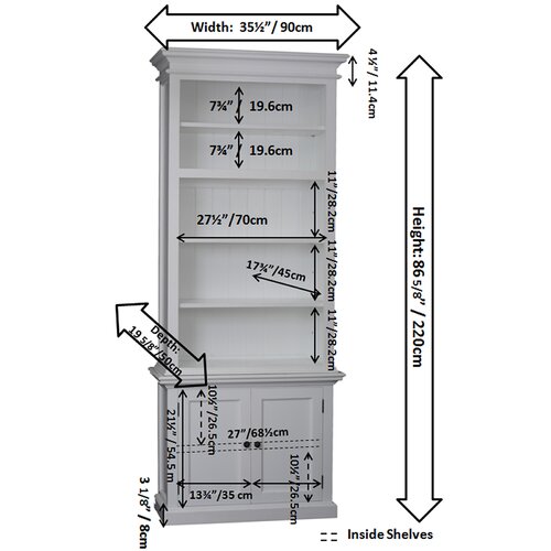 Infinita Corporation Halifax Single Tower Hutch 86.6 Bookcase