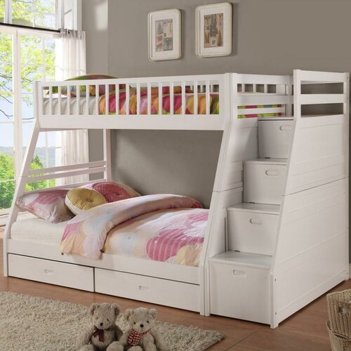 Magnolia Home Twin Over Full Standard Bunk Bed with Drawer and Storage ...