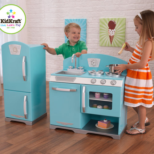 KidKraft 2 Piece Retro Personalized Kitchen and Refrigerator Set