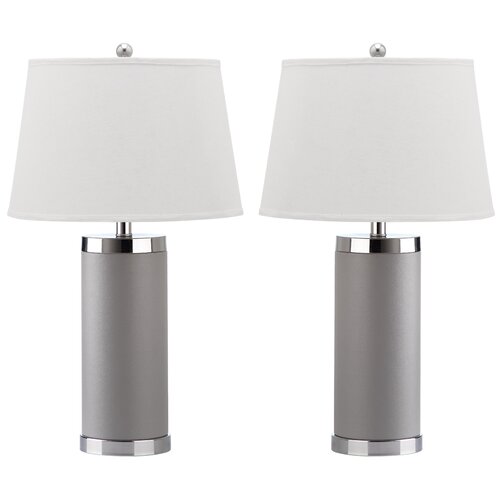 Safavieh Leather Column Table Lamp (Set of 2)