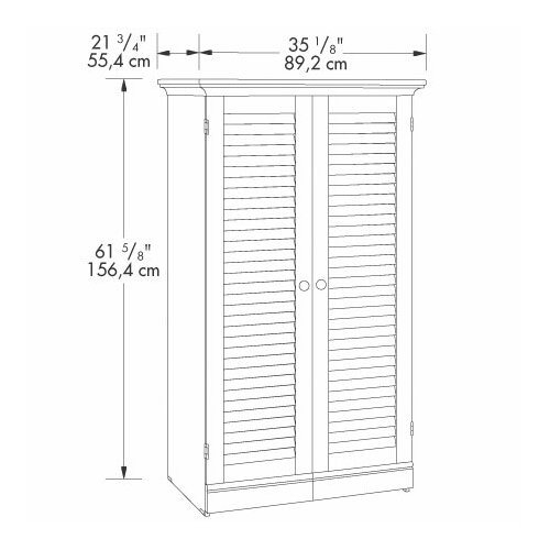 Sauder Harbor View Craft Armoire in Distressed Antiqued White