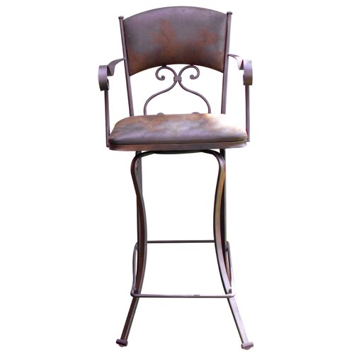 Artisan Home Furniture Swivel Bar Stool with Microfiber Back