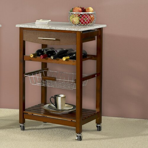 Linon Ledgeview Kitchen Cart with Granite Top