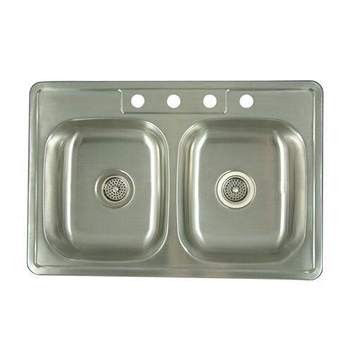 Elements of Design 33.06 x 22 x 6 Carefree Double Bowl Kitchen Sink