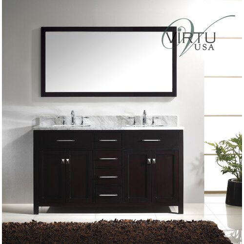 Virtu Caroline 61 Double Bathroom Vanity Set with Mirror