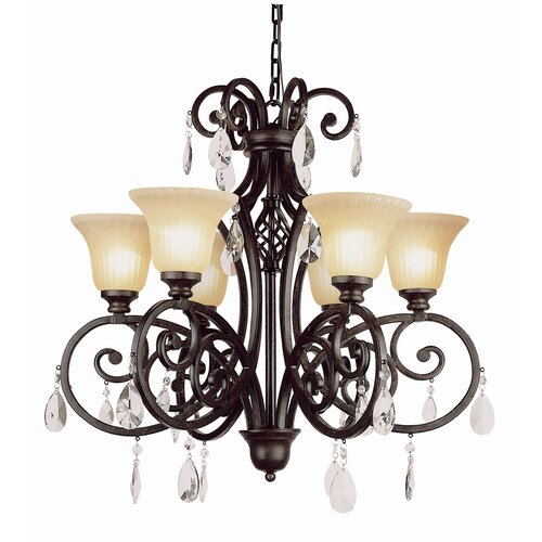 TransGlobe Lighting 6 Light Chandelier with Crystal