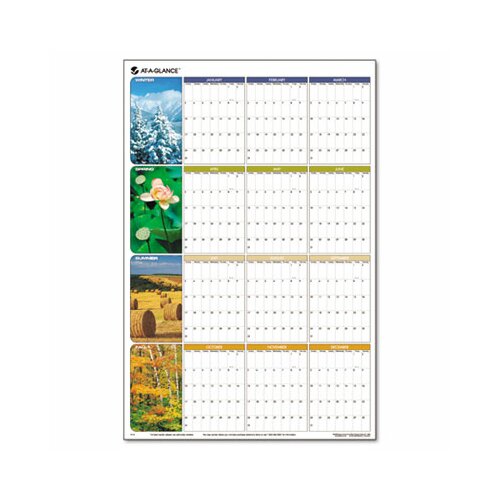 At A Glance Seasons in Bloom Erasable/Reversible Quarterly Yearly Wall