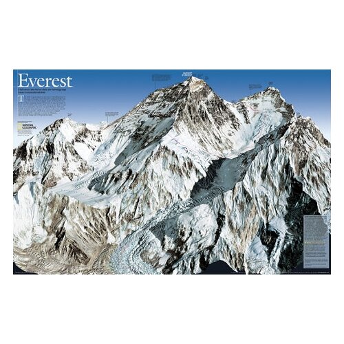 National Geographic Maps Mount Everest 50th Anniversary Wall Map (Two