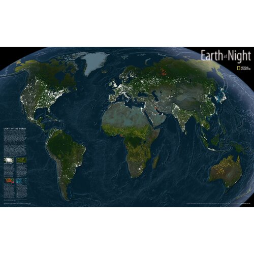 National Geographic Maps Earth at Night Map