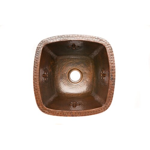 Premier Copper Products 15 Square Fleur De Lis Copper Bar Sink in Oil