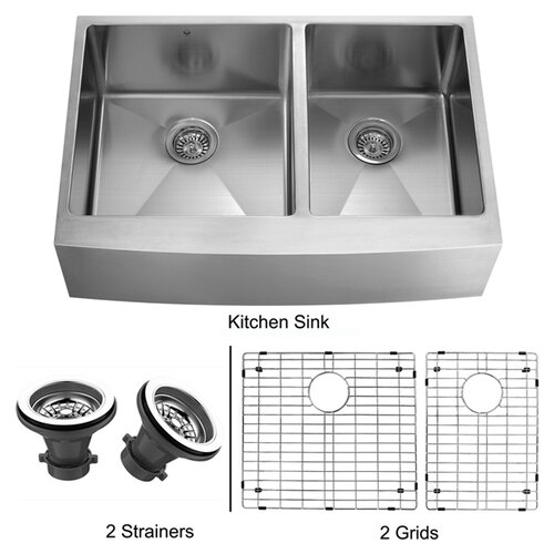 Vigo 36 x 22.25 Double Bowl Farmhouse Kitchen Sink