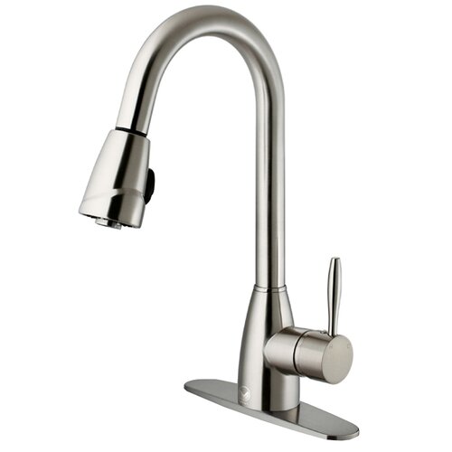 Vigo One Handle Single Hole Pull Out Spray Kitchen Faucet with Deck