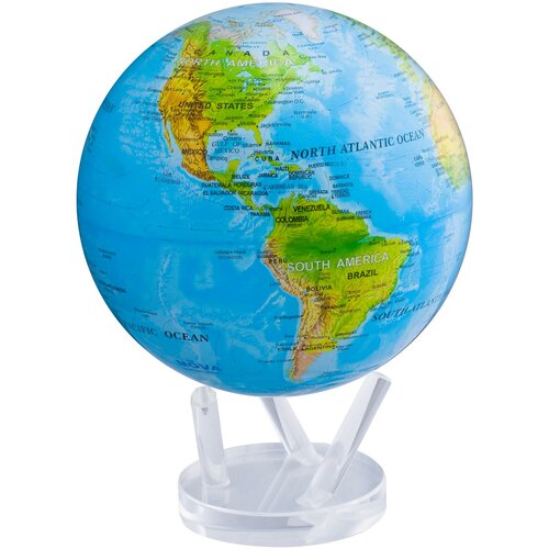 Blue Oceans Relief Map Globe with Crystal Base