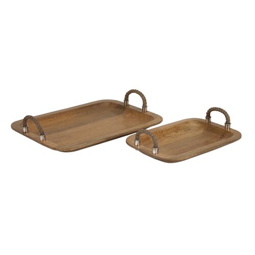 Dekorasyon Reclaimed Wood Square Tray with Handles