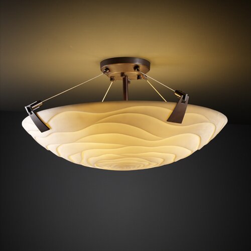 Justice Design Group Porcelina Tapered Clips 3 Light Semi Flush Mount