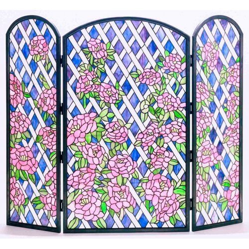 Meyda Tiffany Rose Trellis 3 Panel Fireplace Screen