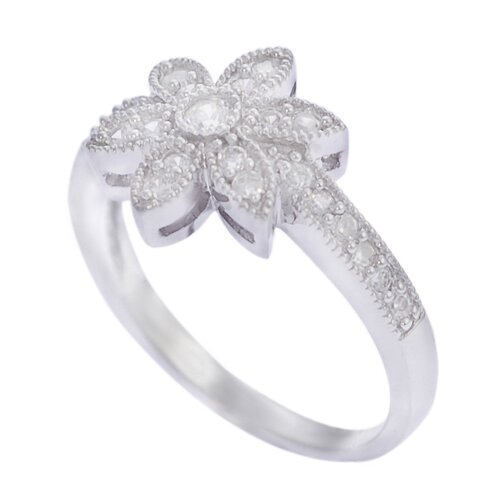 Skyline Silver Sterling Silver CZ 0.43 Flower Ring